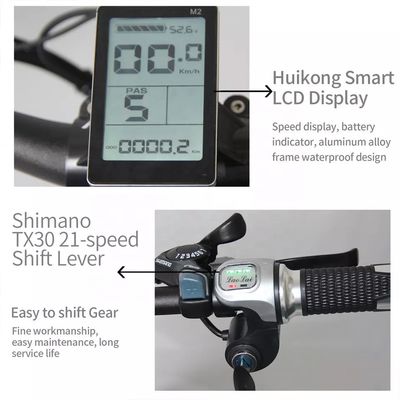 48V 250W มอเตอร์ไฟฟ้า Mountain Bike ด้วยแบตเตอรี่ลิธีอุตสาหกรรม 10AH และแบตเตอรี่อินเทกรีต