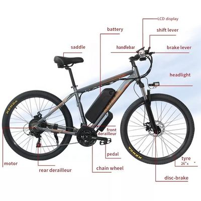 48V 18Ah แบตเตอรี่ลิธีโอจักรยานไฟฟ้า Mountain Bike 250W มอเตอร์ 26 นิ้ว E-Bike EU Warehouse