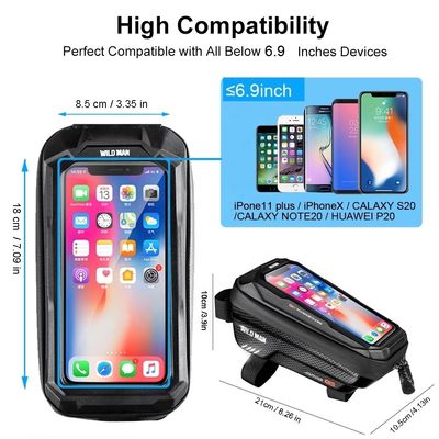 กระเป๋าสะพายน้ํา 6.6in โทรศัพท์ Case กระเป๋าจอสัมผัสสําหรับ MTB แพค 1L ความจุ อุปกรณ์เสริมจักรยาน