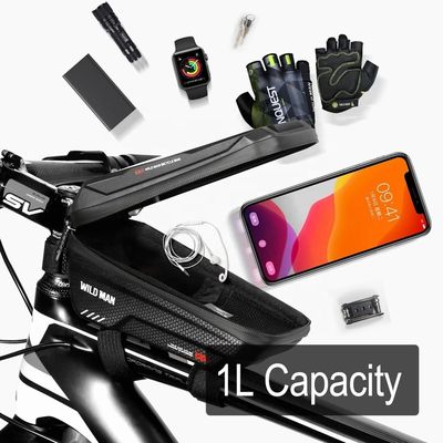 กระเป๋าสะพายน้ํา 6.6in โทรศัพท์ Case กระเป๋าจอสัมผัสสําหรับ MTB แพค 1L ความจุ อุปกรณ์เสริมจักรยาน